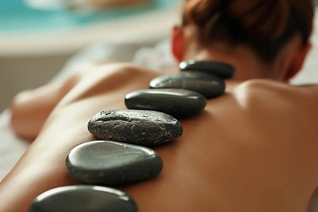 Stones arranged on a back